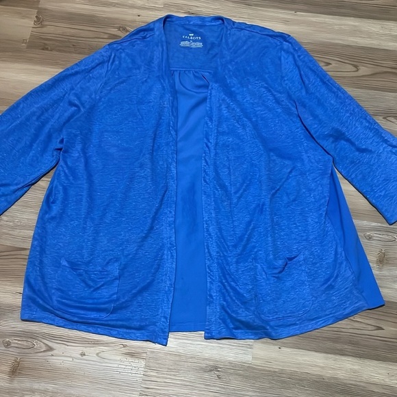 Talbots open cardigan lightweight Linen sweater Women’s XL Blue Beach Coastal - Picture 3 of 11